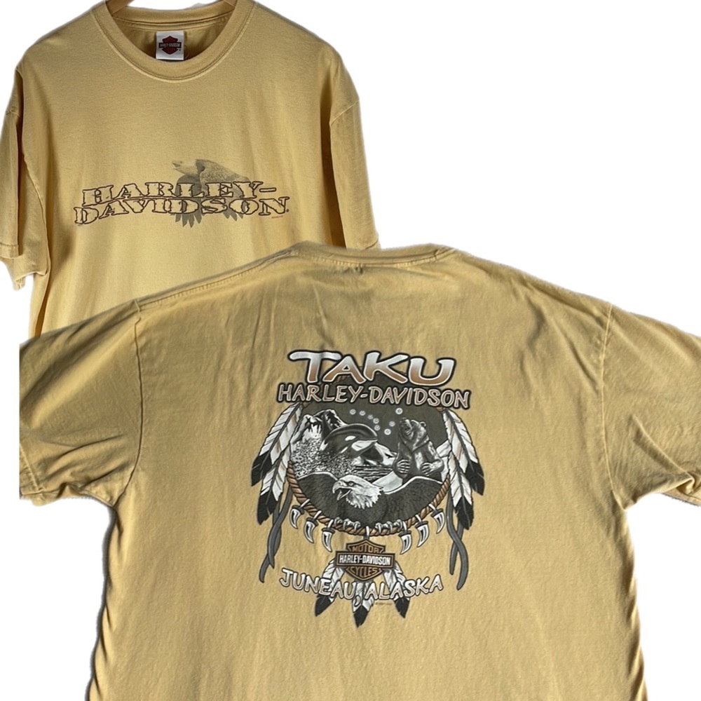 Retro Y2K Harley Davidson Motorcycle Taku Juneau Alaska Biker Tee
